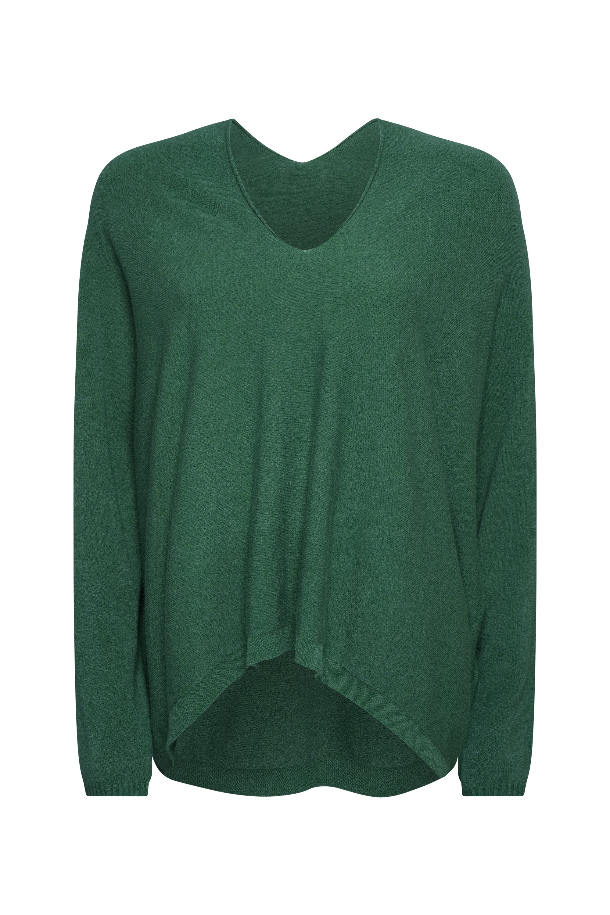 GREEN V NECK WOOL SWEATER