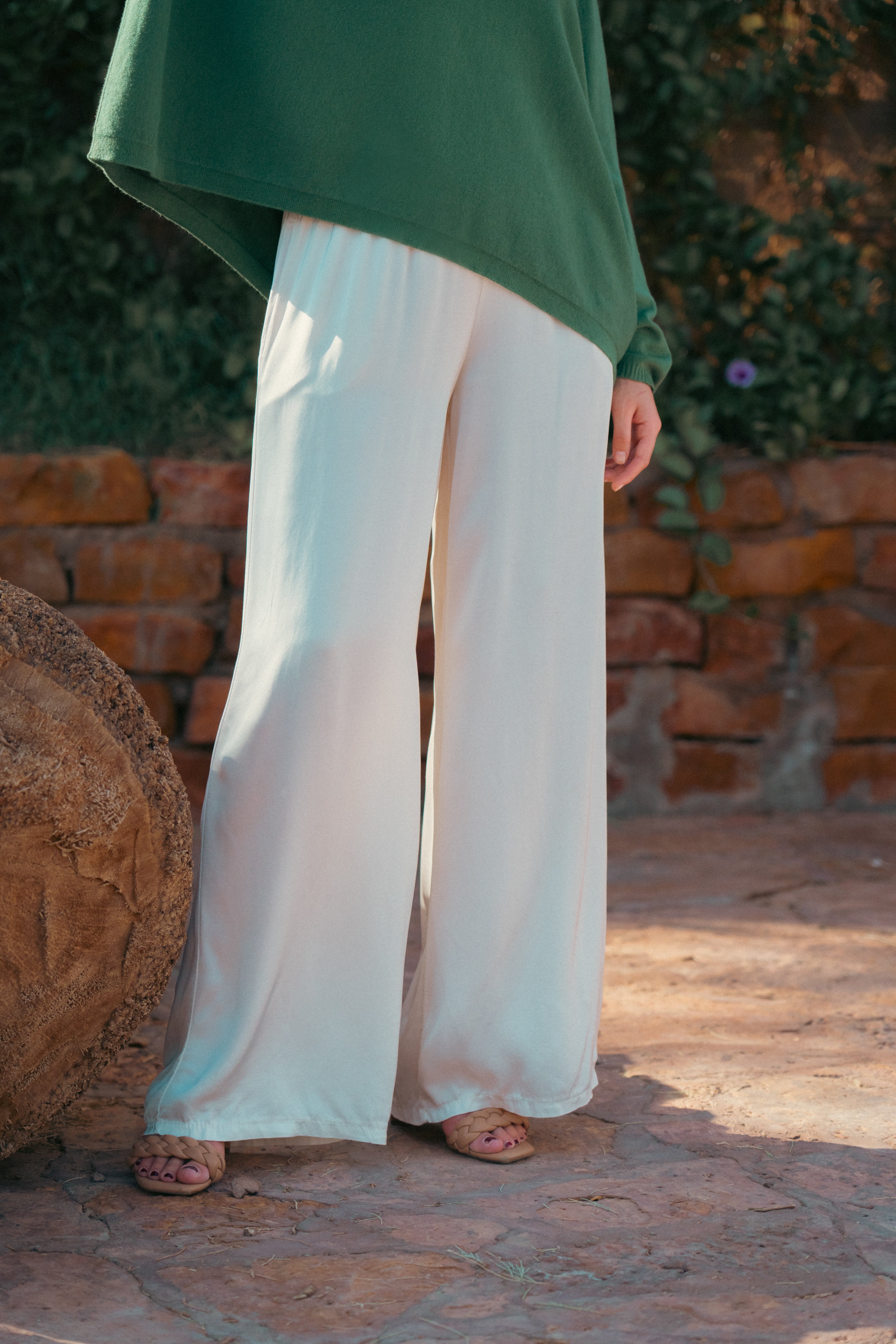 BEIGE SILK PANTS