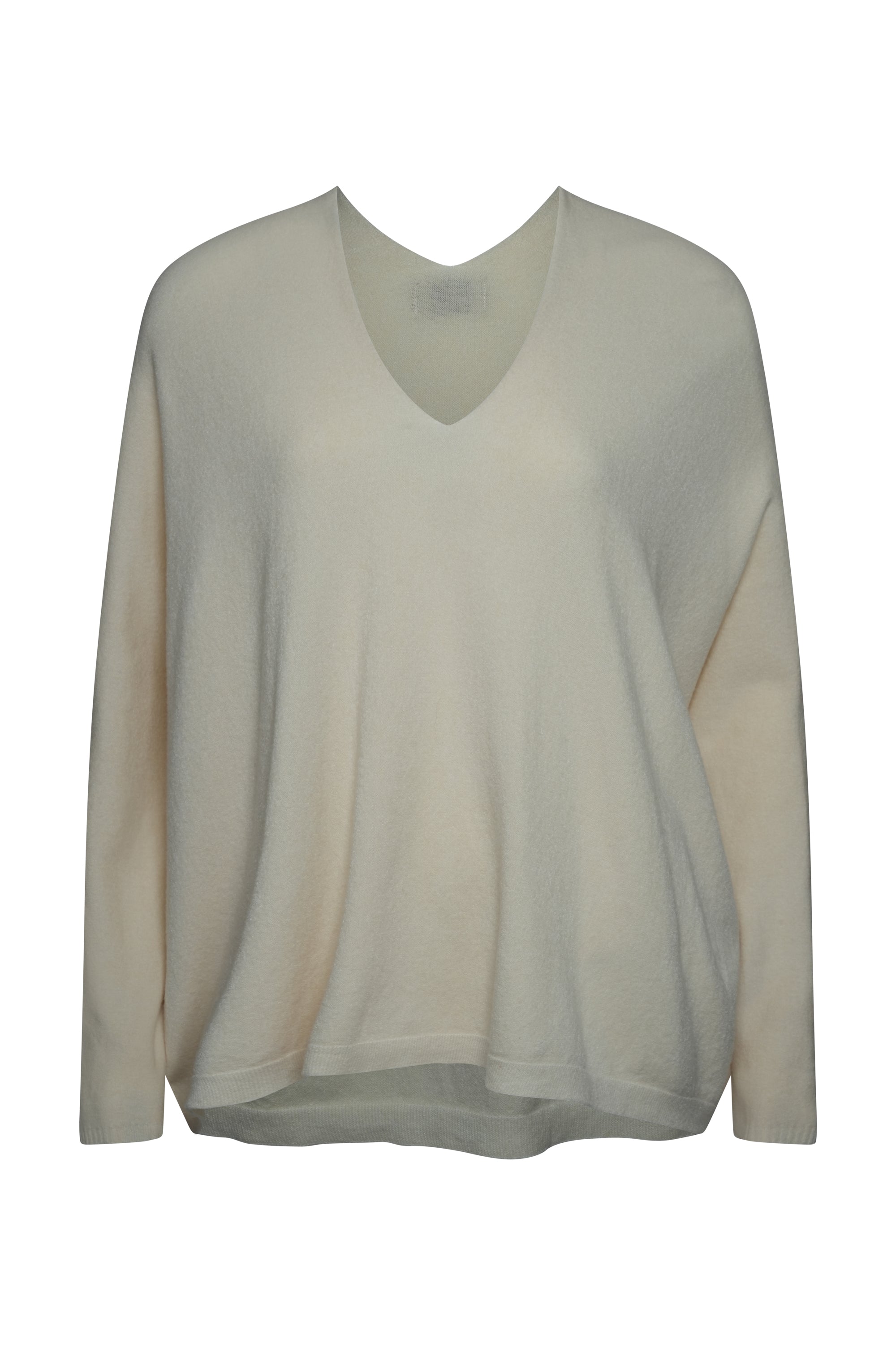 BEIGE V NECK WOOL SWEATER