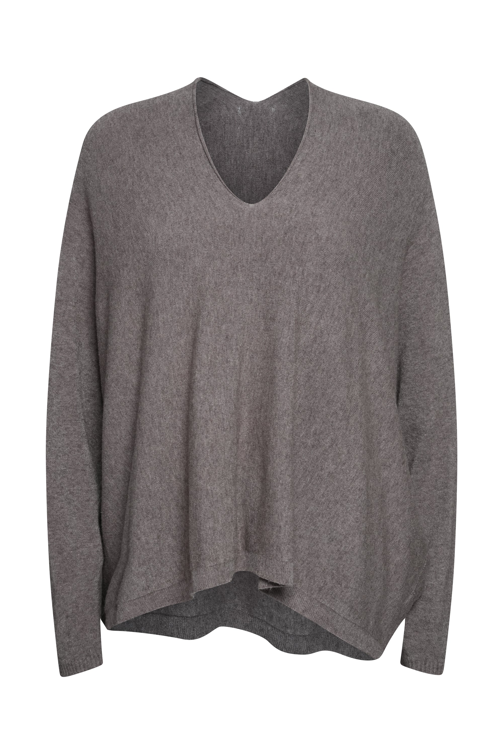 TAUPE V NECK WOOL SWEATER