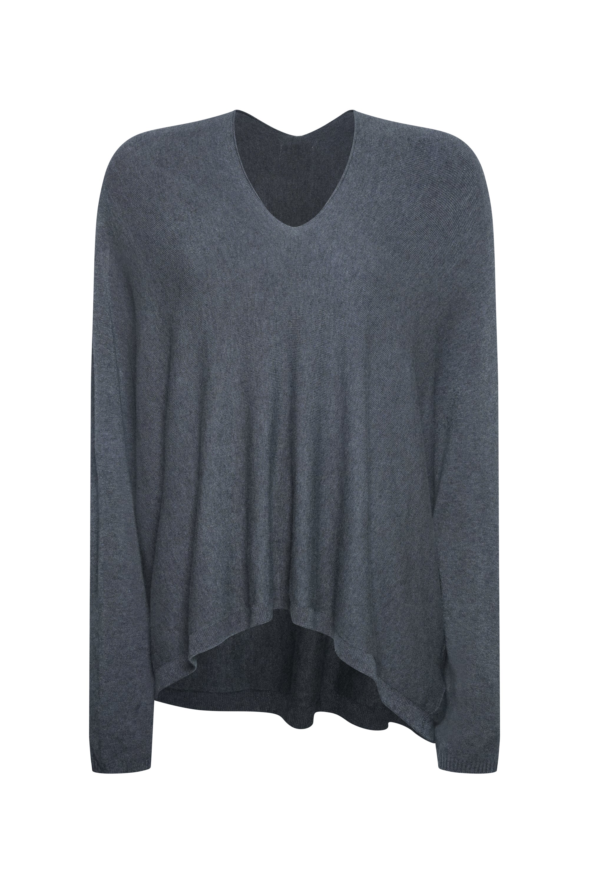 GRAY V NECK WOOL SWEATER