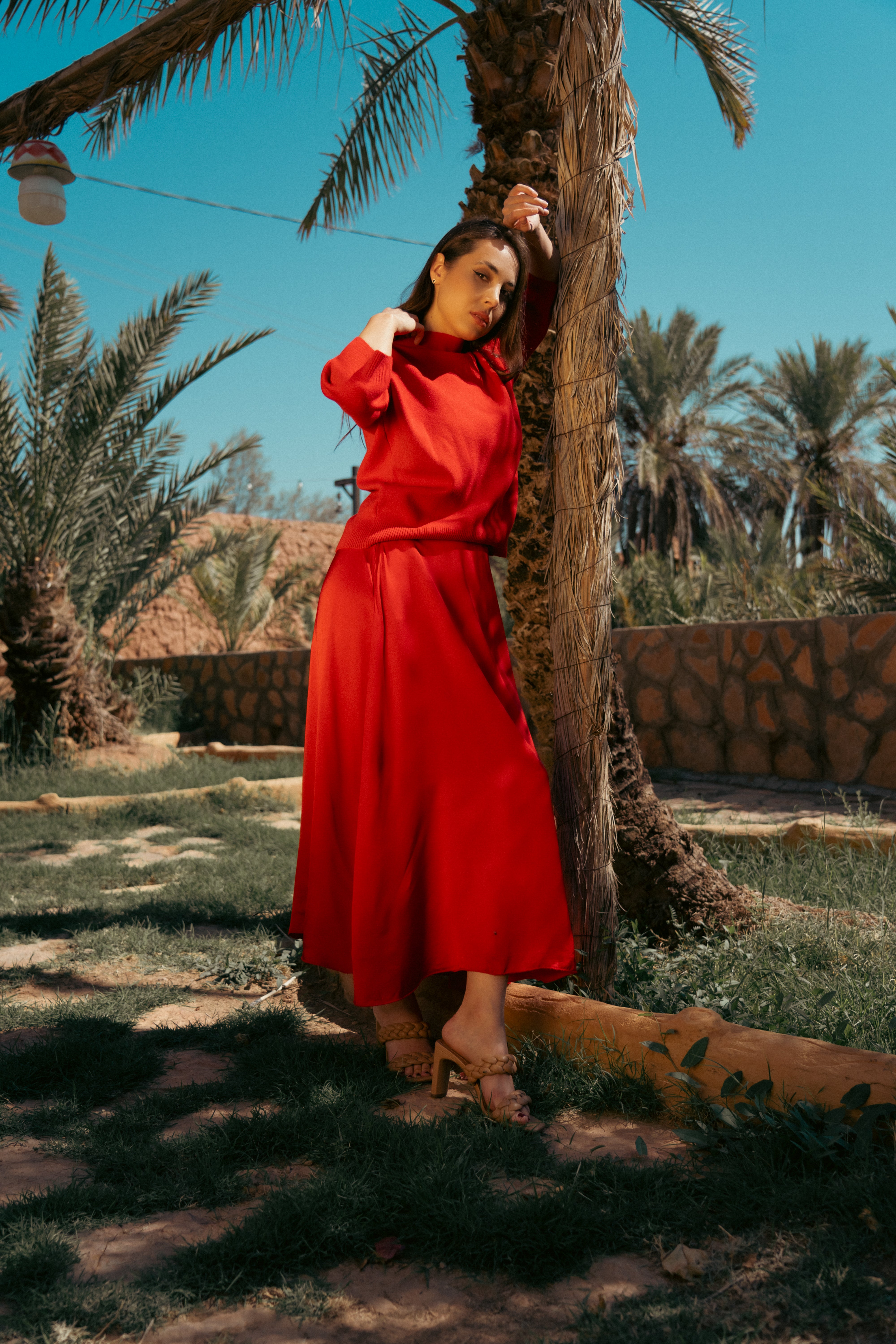 RED SILK SKIRT