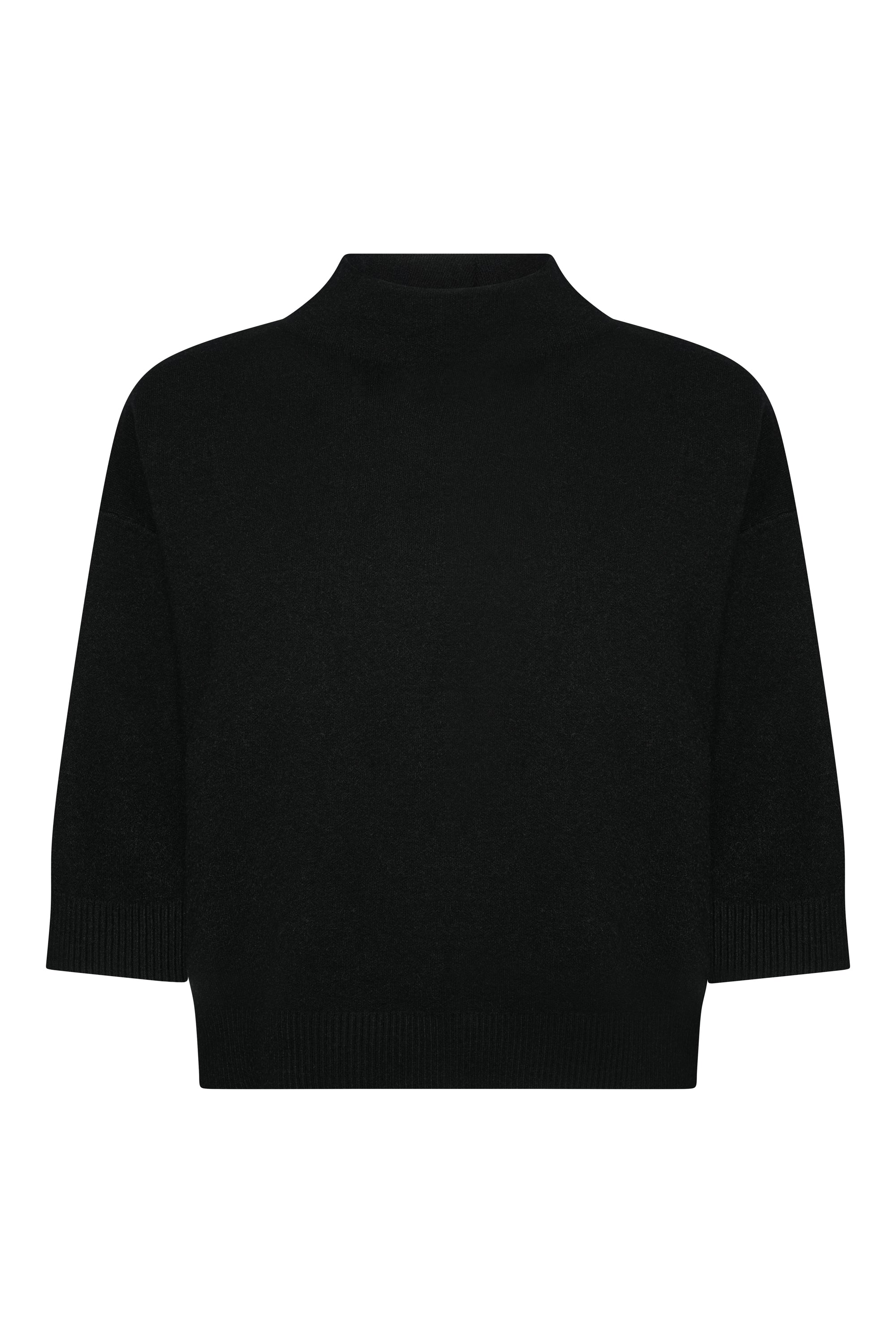 BLACK WOOL SHORT SWEATER