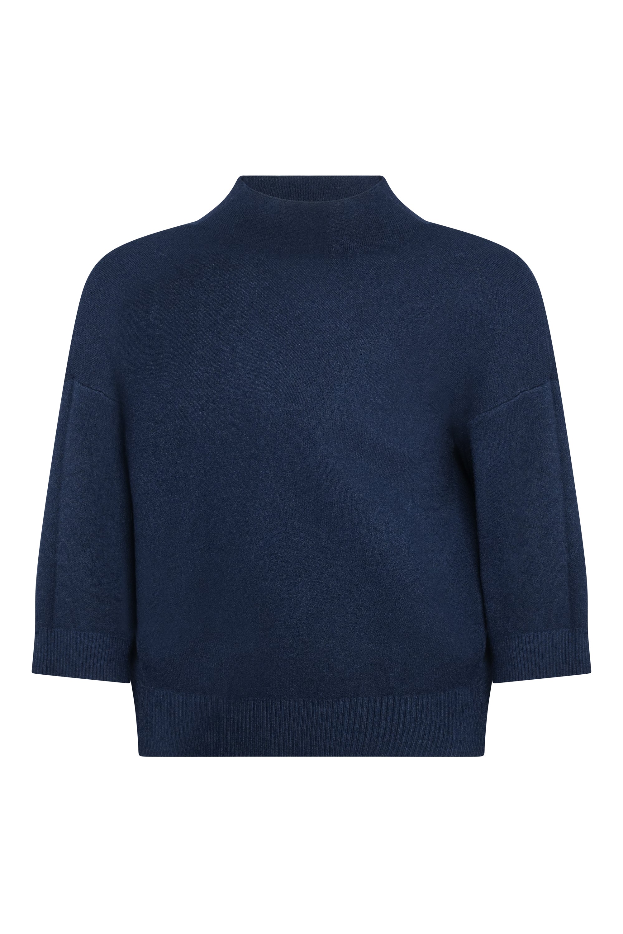 NAVY WOOL SHORT SWEATER