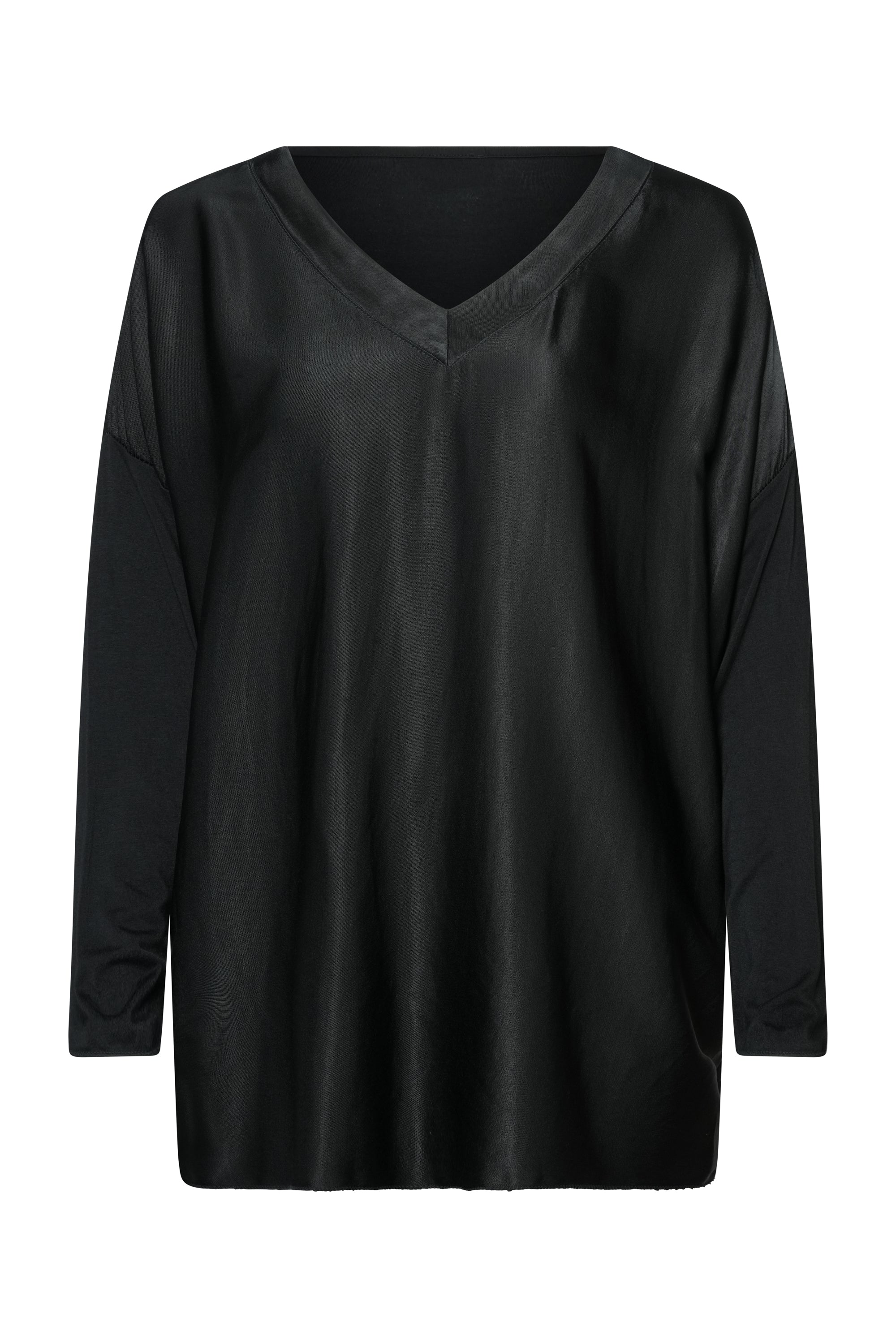 BLACK SILK TOP LONG SLEEVE