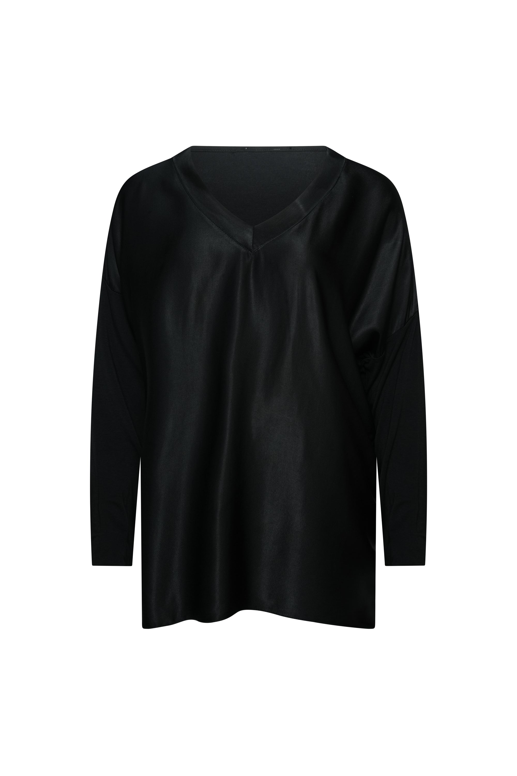 BLACK SILK TOP LONG SLEEVE