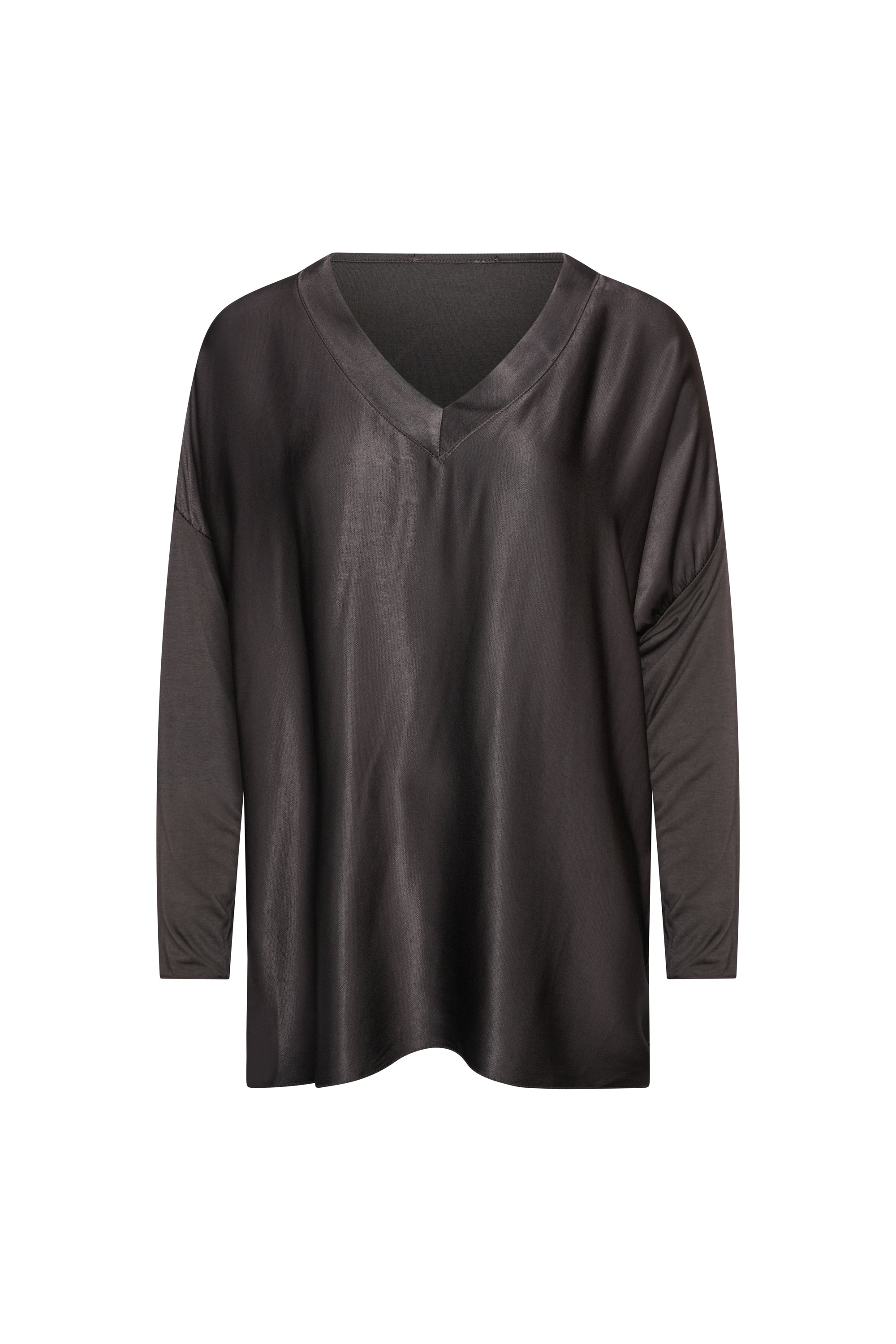 BROWN SILK TOP LONG SLEEVE