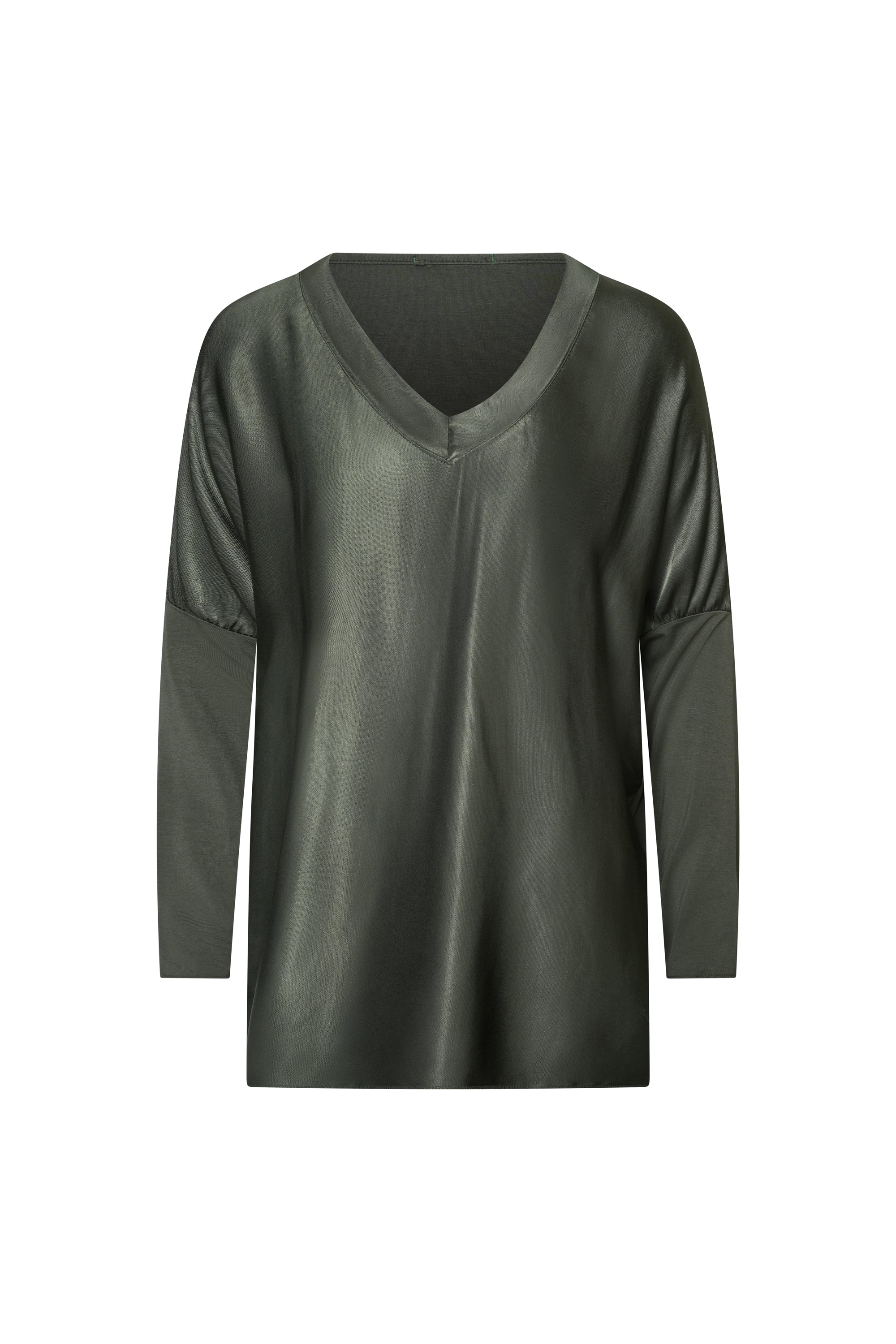 ARMY SILK TOP LONG SLEEVES