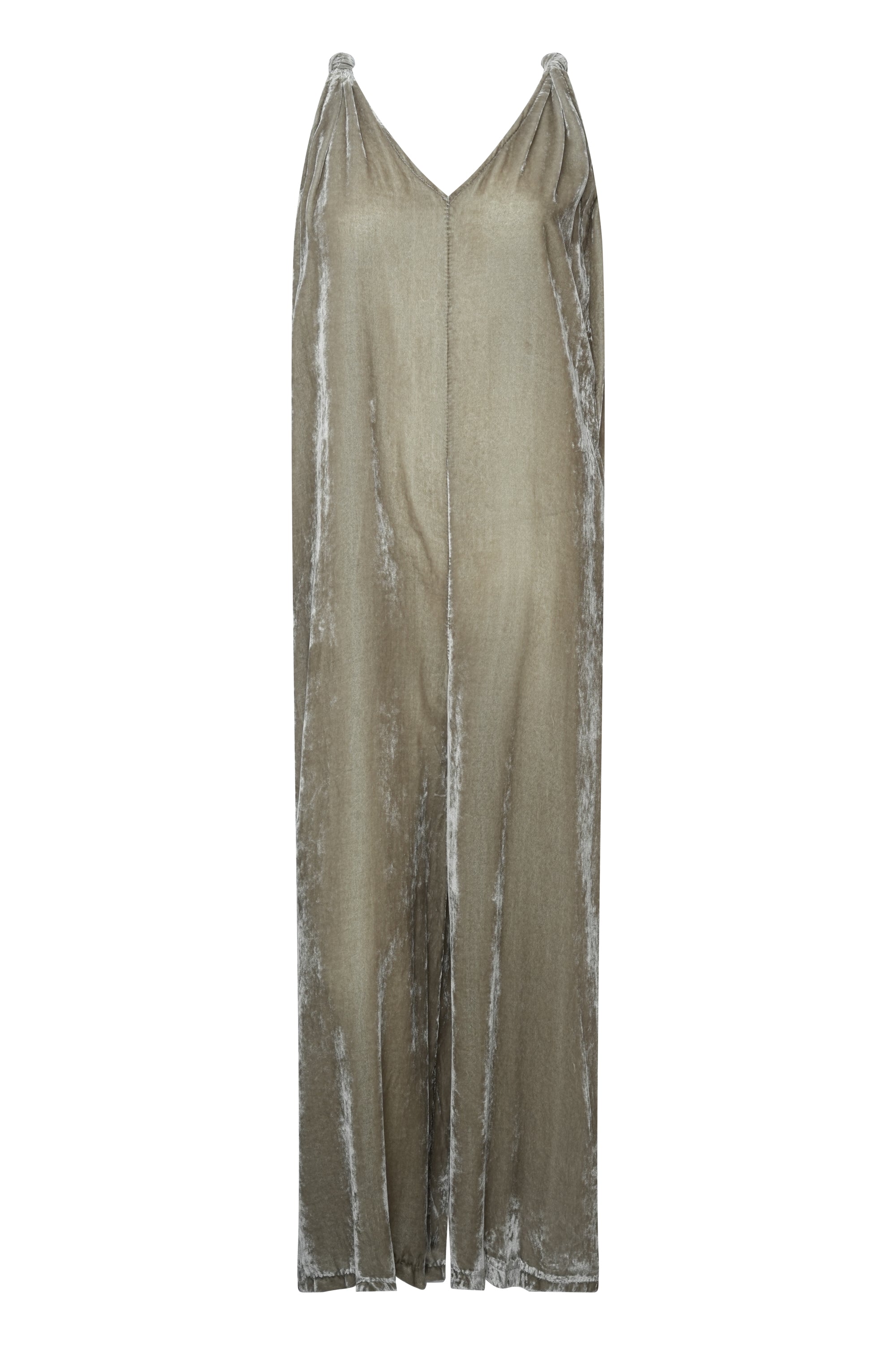 TAUPE VELVET OVERALL